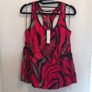 Trina Turk Racerback Tank Top : Size L : Silk